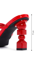 Women's Red Patent Leather Heeled Slippers | Derimod