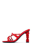 Women's Red Patent Leather Heeled Slippers | Derimod