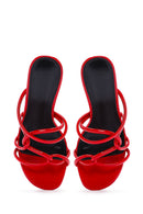 Women's Red Patent Leather Heeled Slippers | Derimod