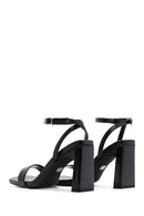 Women's Black Metallic Single Strap Heeled Sandals | Derimod