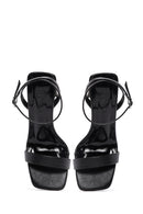 Women's Black Metallic Single Strap Heeled Sandals | Derimod