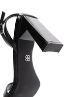 Women's Black Metallic Single Strap Heeled Sandals | Derimod