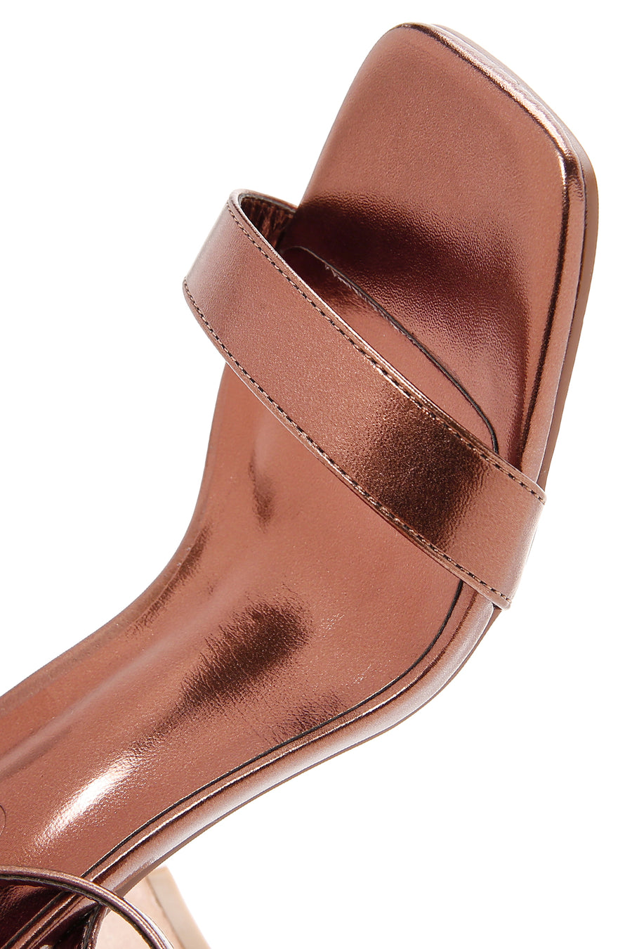 Women's Bronze Metallic Single Strap Heeled Sandals