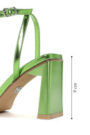 Women's Green Metallic Single Strap Heeled Sandals | Derimod