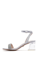 Women's Silver Ankle Strap Transparent Heeled Sandals | Derimod