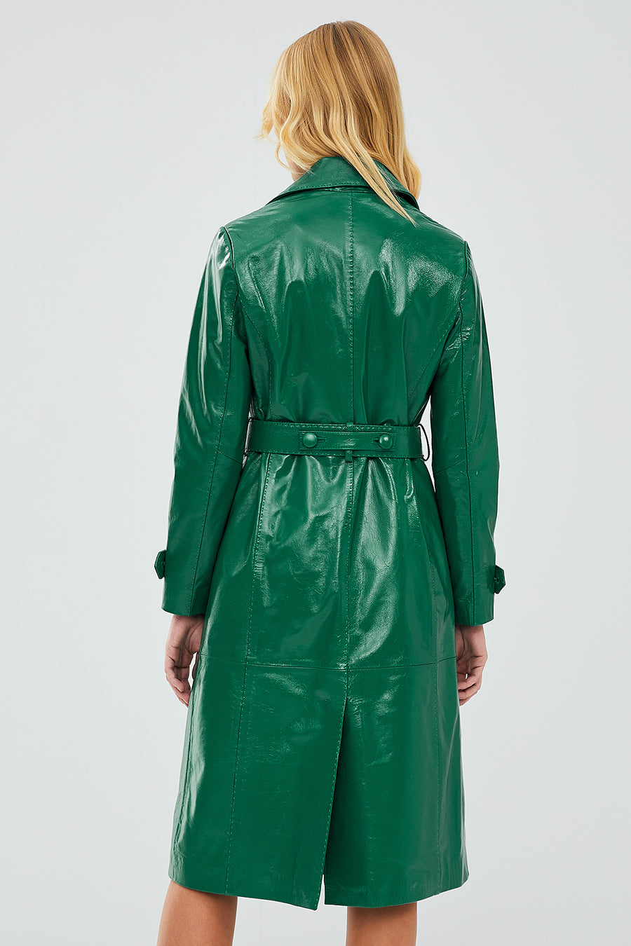 Beyonce Women's Green Leather Trench Coat