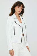 Latoya Women's White Biker Leather Jacket | Derimod