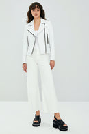Latoya Women's White Biker Leather Jacket | Derimod