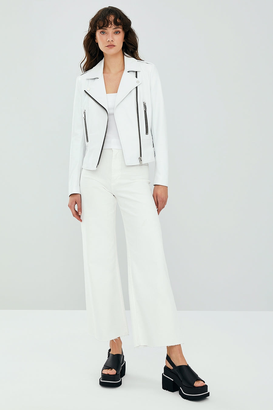 Latoya Women's White Biker Leather Jacket