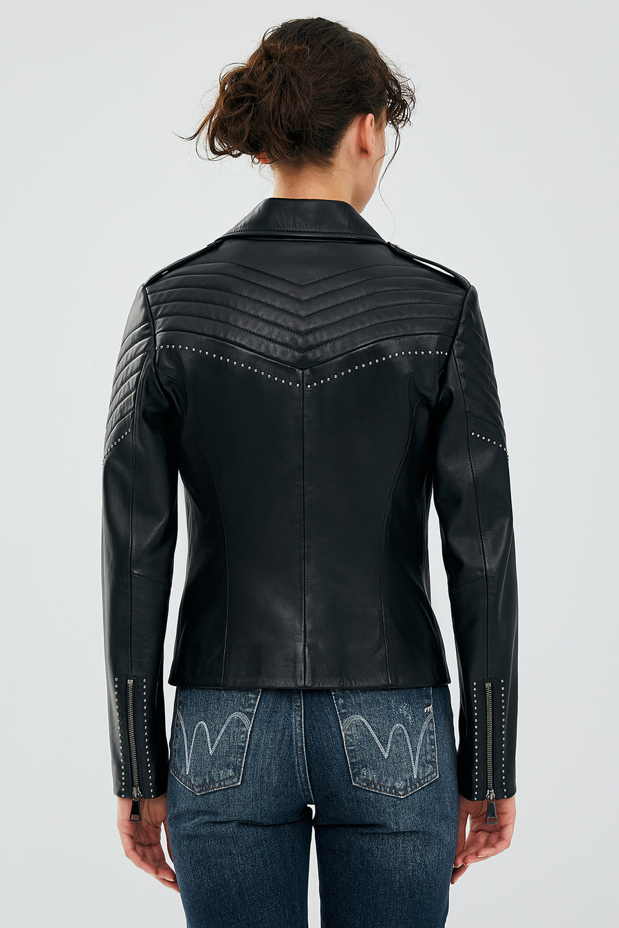 Magic Kadın Siyah Biker Deri Ceket