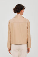 Nicole Women's Beige Leather Jacket | Derimod