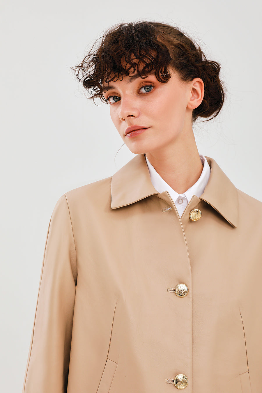 Nicole Women's Beige Leather Jacket