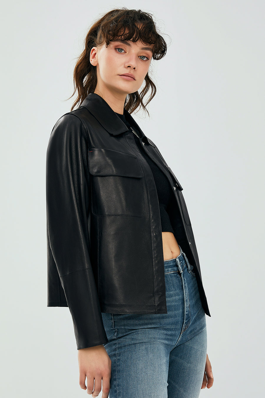 Jasmine Black Women's Leather Jacket 23SGD5070VE | Derimod