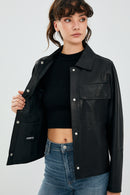 Jasmine Black Women's Leather Jacket | Derimod