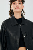 Jasmine Black Women's Leather Jacket | Derimod