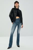 Jasmine Black Women's Leather Jacket | Derimod