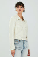 Sirena Women's White Short Leather Jacket | Derimod