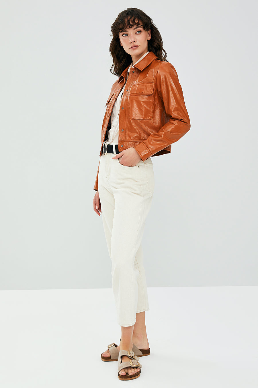 Emma Tile Women's Short Leather Jacket