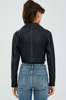 Mona Women's Black Short Leather Jacket | Derimod