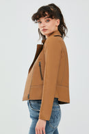 Petra Women's Tan Biker Leather Jacket | Derimod