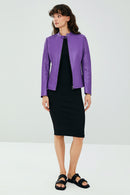 Joel Women's Purple Slim-Fit Short Leather Jacket | Derimod