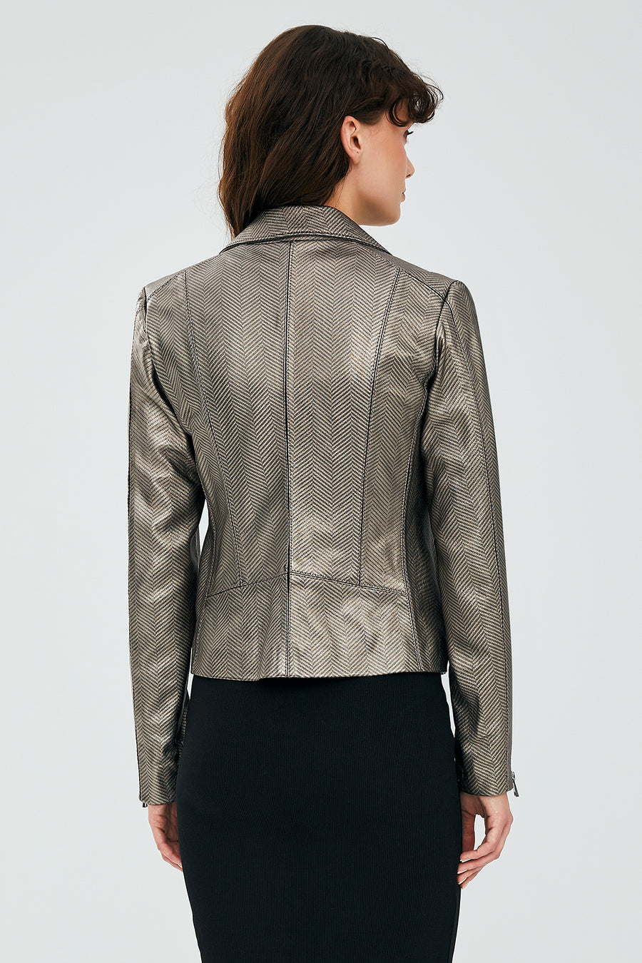 Kiara Women's Silver Biker Leather Jacket