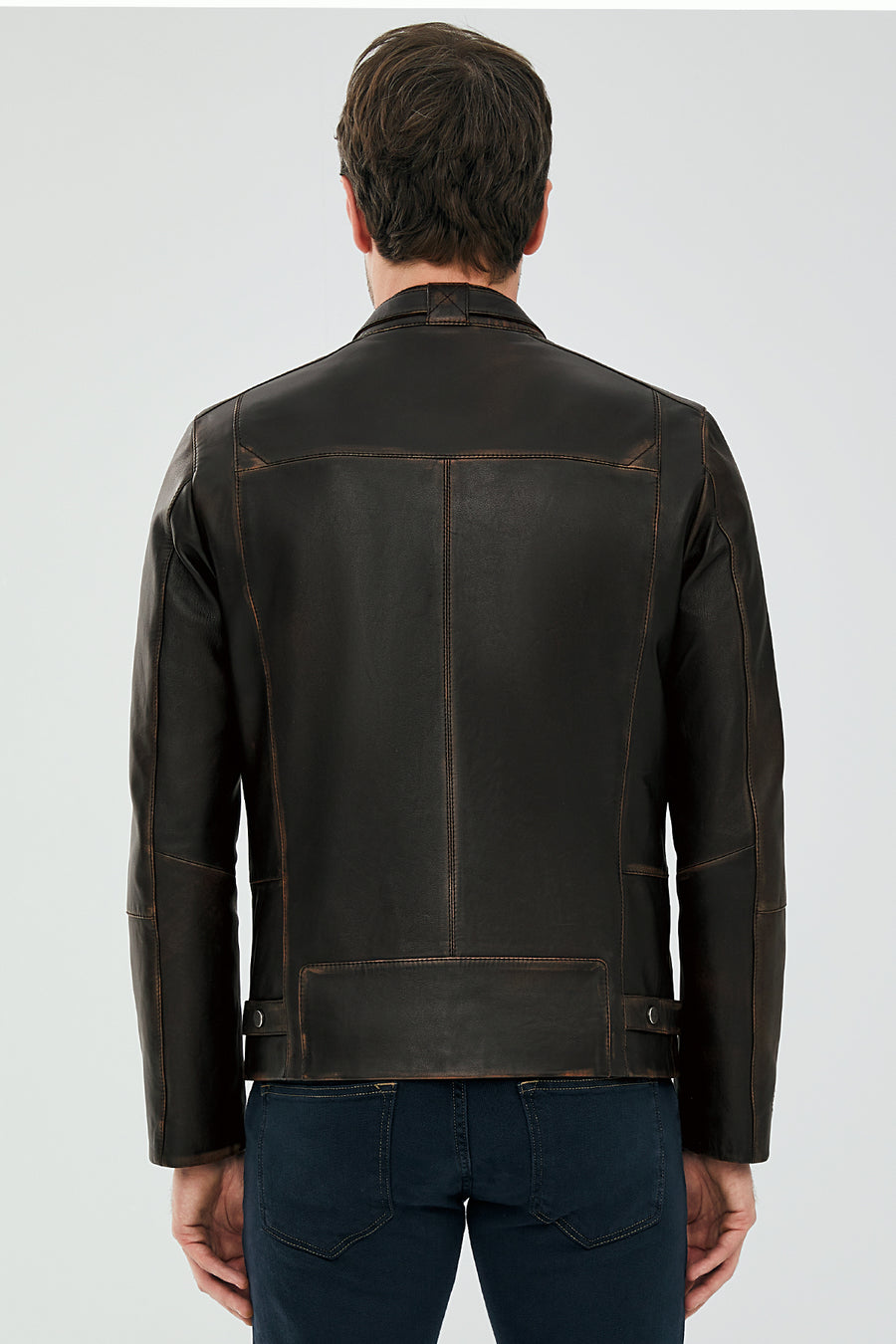 Jokic Brown Men's Vintage Slim-Fit Leather Jacket