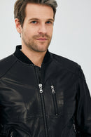 Griezmann Men's Black Leather Coat | Derimod