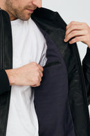 Griezmann Men's Black Leather Coat | Derimod