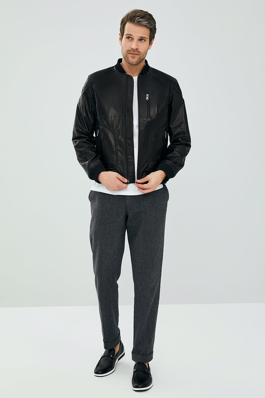 Griezmann Men's Black Leather Coat