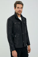 Pedri Men's Black Leather Jacket | Derimod