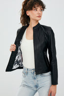 Bianca Women's Black Leather Jacket | Derimod