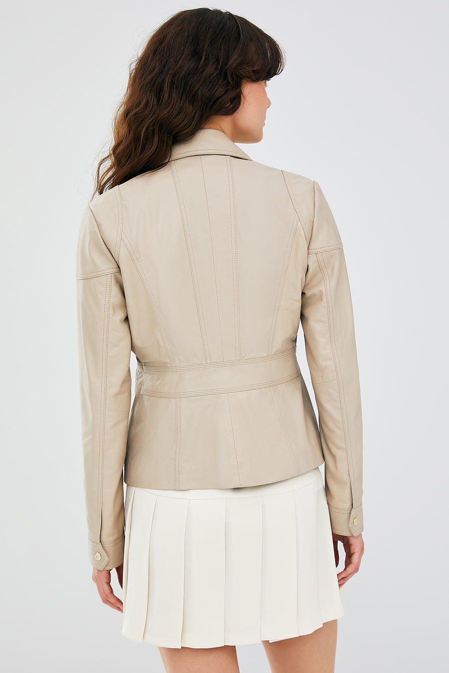 Hannah Women's Stone Color Leather Jacket