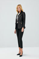 Teresa Black Women's Blazer Leather Jacket | Derimod