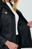 Teresa Black Women's Blazer Leather Jacket | Derimod