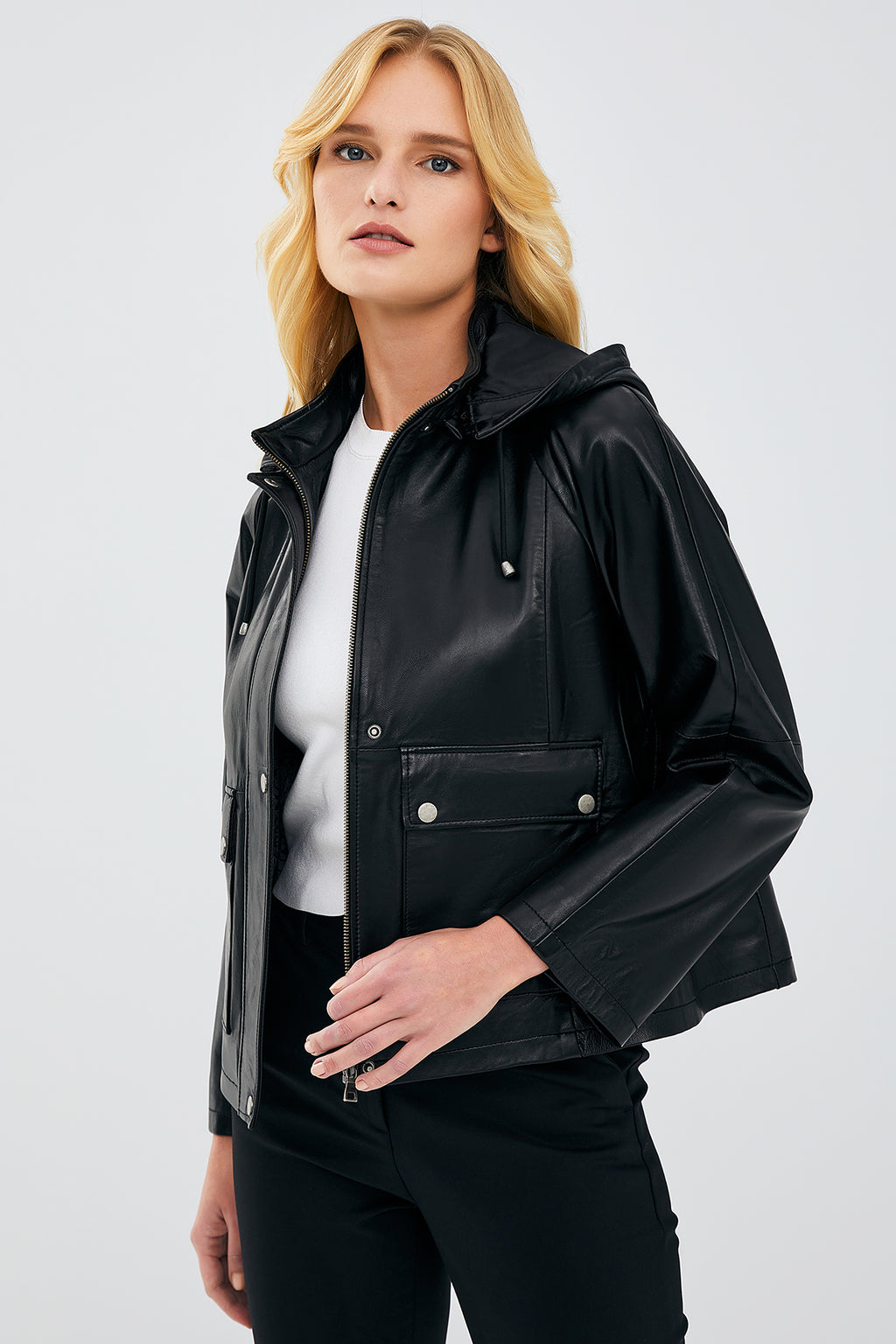 Gloria Kadın Siyah Oversize Deri Ceket