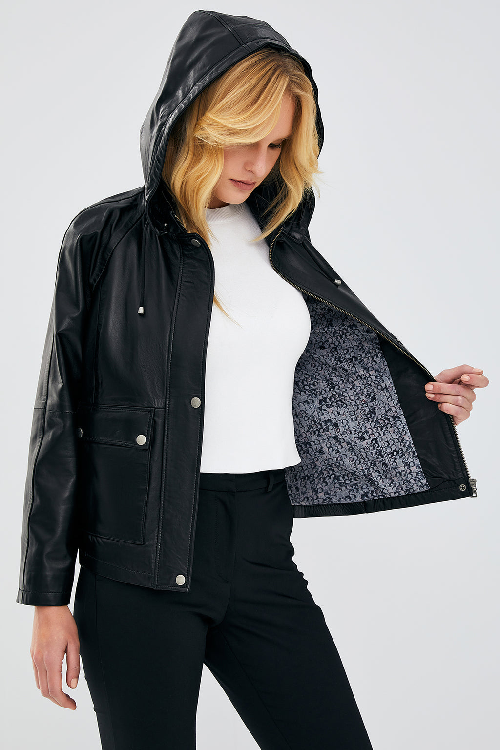 Gloria Kadın Siyah Oversize Deri Ceket