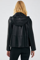 Gloria Women's Black Oversize Leather Jacket | Derimod