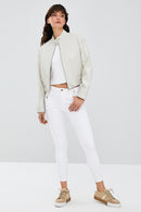 Flora Women's Beige Leather Jacket | Derimod