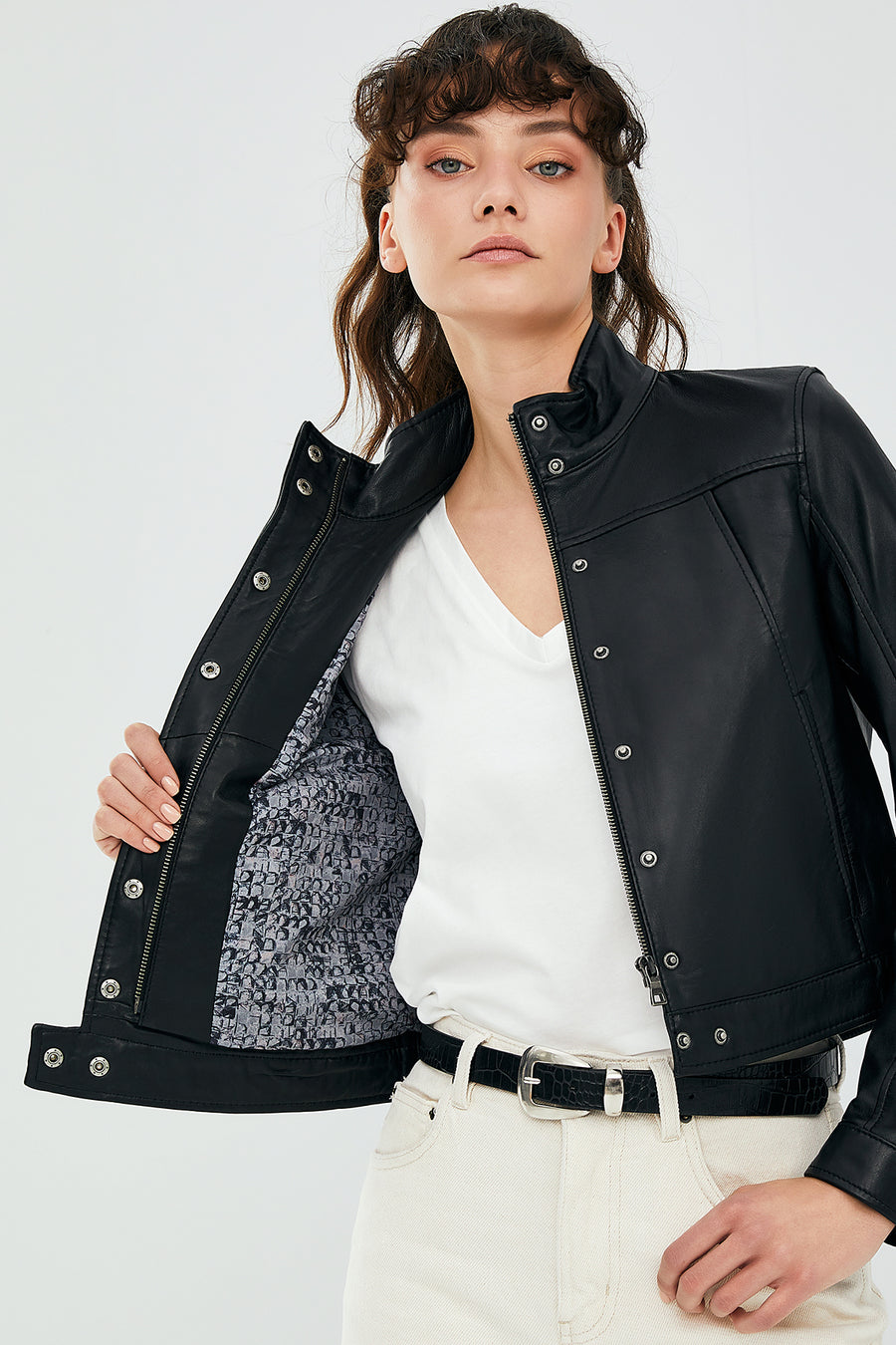 Jill Black Women's Short Leather Jacket