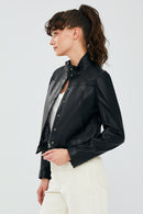 Jill Black Women's Short Leather Jacket | Derimod