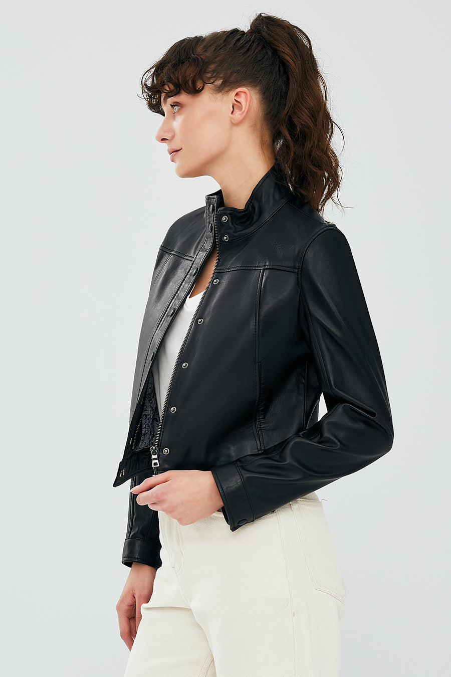 Jill Black Women's Short Leather Jacket