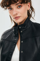 Jill Black Women's Short Leather Jacket | Derimod