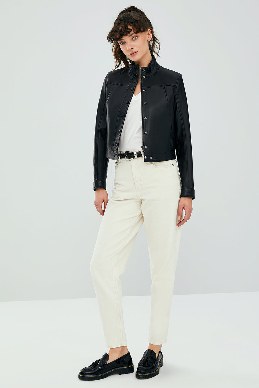 Jill Black Women's Short Leather Jacket
