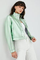 Jill Women's Mint Green Short Leather Jacket | Derimod
