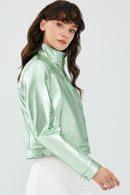 Jill Women's Mint Green Short Leather Jacket | Derimod