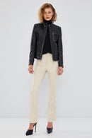 Lilian Women's Black Regular Short Leather Jacket | Derimod