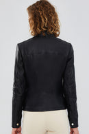 Lilian Women's Black Regular Short Leather Jacket | Derimod