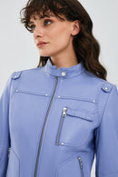 Lilian Women's Cloud Blue Leather Jacket | Derimod