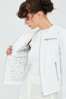 April Women's White Leather Jacket | Derimod